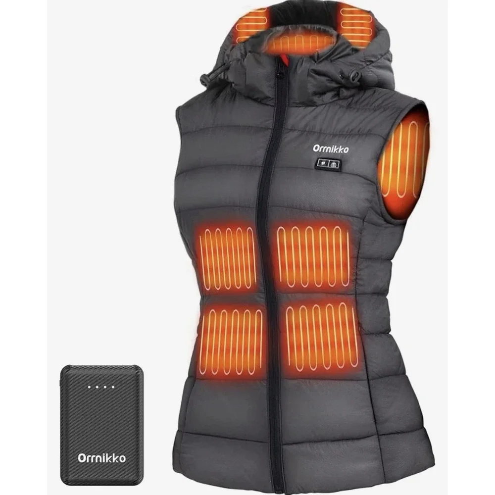 Orrnikko Heated Vest Women Detachable Heated Hood, With 7.4V 16000mAh Battery L